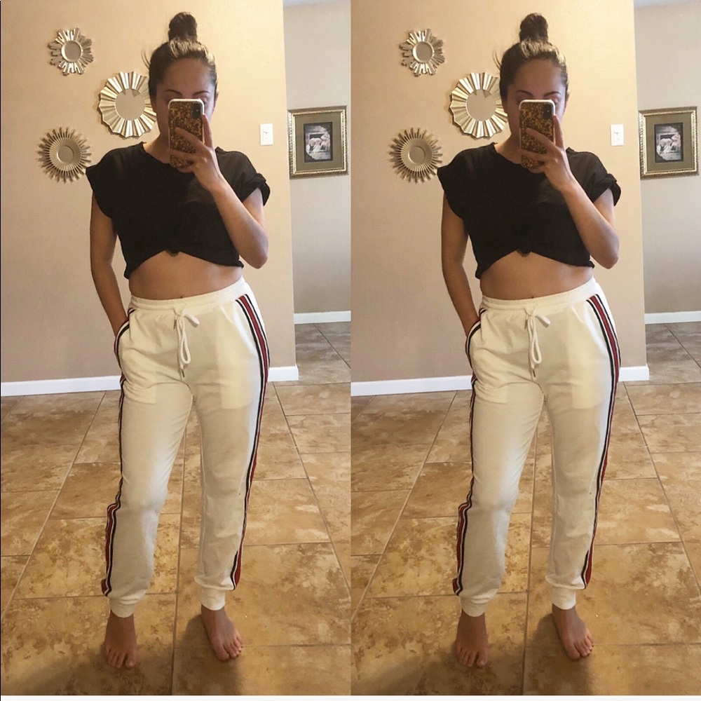 White Sweatpants with Stripes